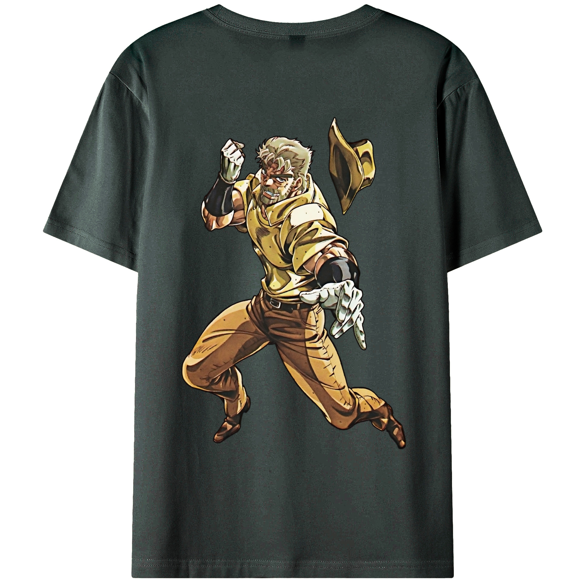 （画像用） ジョジョの奇妙な冒険 ジョセフ?ジョースター JoJo's Bizarre Adventure Joseph Joestar 綿100％ メンズ半袖Tシャツ（バックプリント） 通気性